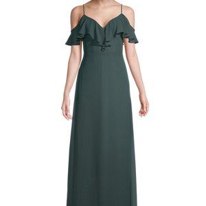Bill Levkoff - Jodi Chiffon V-neck gown (Emerald Green) Size  M